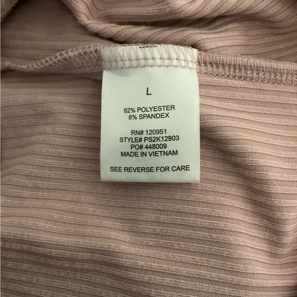 NWT Pink Rose Solid Ribbed Tie Front Crop Top Size L - Picture 4 of 4